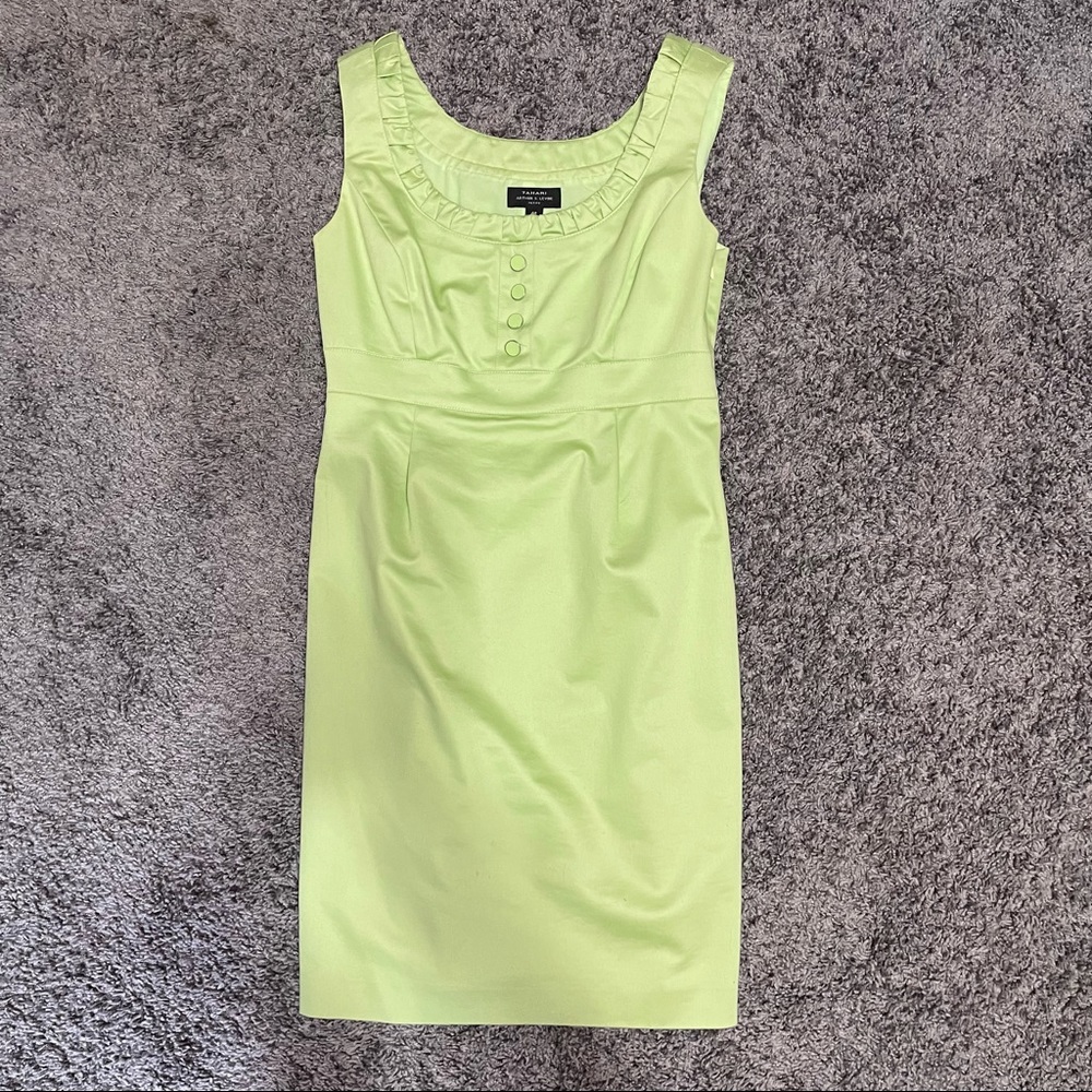 Tahari Green Sleeveless Shift Dress Size P4